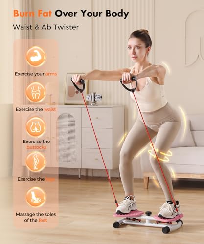 RENRUI Waist Twister Machine Exercise Fitness Tool, Ab Twister Board with the Smart LED Digital Monitor, 300lbS Capacity &...