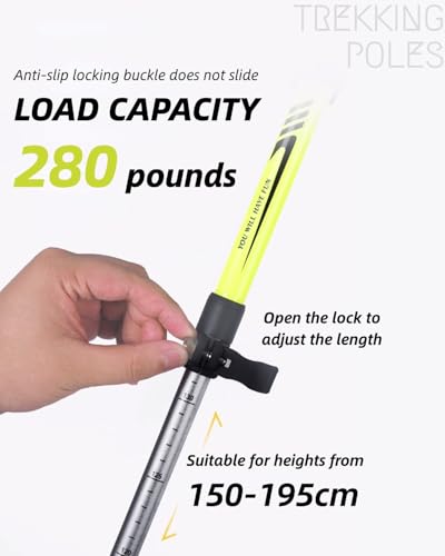 TianfuSpanda Trekking Poles Collapsible 2 Pack, 7075 Aluminum Alloy Hiking Poles, Adjustable 45"-53" with Anti-Shock EVA G...