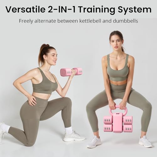 2-in-1 Adjustable Dumbbell Set for Women - 4 Levels (2.2lbs to 12.1lbs) - Home Gym Weights for Women at Home - Fitness Dum...