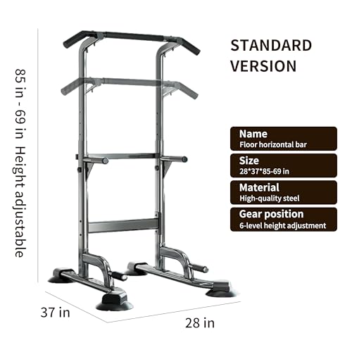 Adjustable Pull Up Bar for Home with Backrest, 6-Level Height Adjustment (69-94.5 inches), 352lb Capacity Carbon Steel Fra...