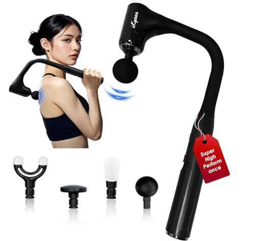 iKyoor Massage Gun with Exended Handle Deep Tissue Back Massager for Pain Relief with Silicone Sleeves, 12MM Percussion Ne...