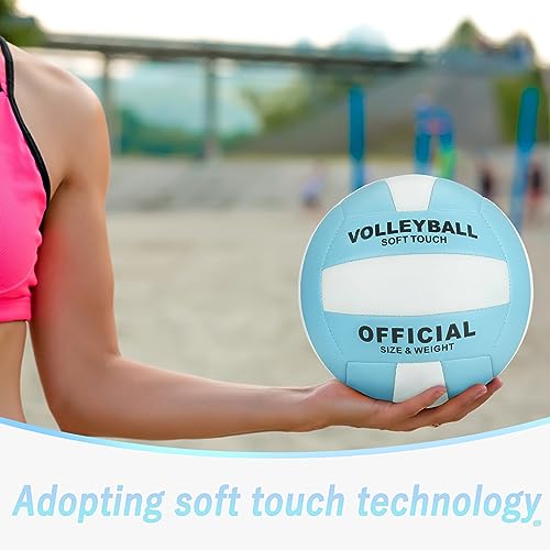 UUBEMM Volleyball Soft Touch for Indoor Outdoor Beach Park Games Gym Practice,Official Size Backyard Volleyballs with Pump...
