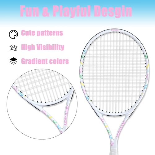 Senston 19" 23" 25" Kids Junior Tennis Racquet for Kids Children Boys Girls Tennis Rackets with Racket Cover