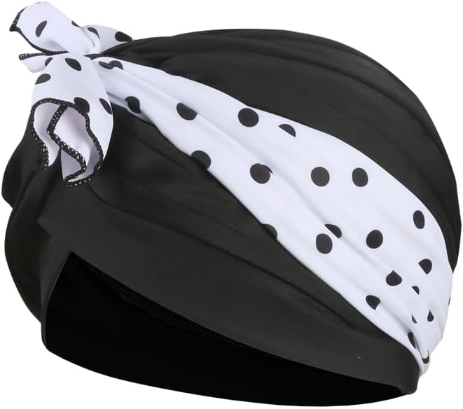 Women Turban Swim Caps Fabric Swim Swimming Caps for Long Hair Nylon Cloth Pleated Elastic Comfort Bathing Cap Swimming Ha...