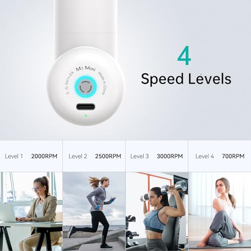 opove M3 Mini Massage Gun for Back Pain Relief, with Facial Mode, 7mm Amplitude, 4 Vibration Levels Ultralight Portable an...