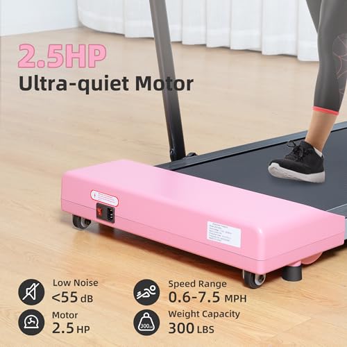 SnyFuitur Walking Pad with Handle Bar, Foldable Treadmill for Small Space - with Handles, Safety Key, 2.5HP Quiet Brushles...