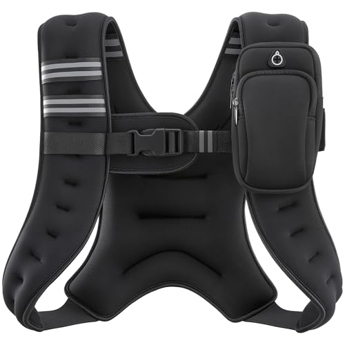 ZELUS Weighted Vest, 6lb/8lb/12lb/16lb/20lb/25lb/30lb Weight Vest with Reflective Stripe for Workout, Strength Training, R...