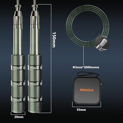 MOGOLD Speed Jump Rope - Tangle-Free Foldable Grip Skipping Rope for Fitness, Boxing & Cardio - Durable PVC Cable for Men ...