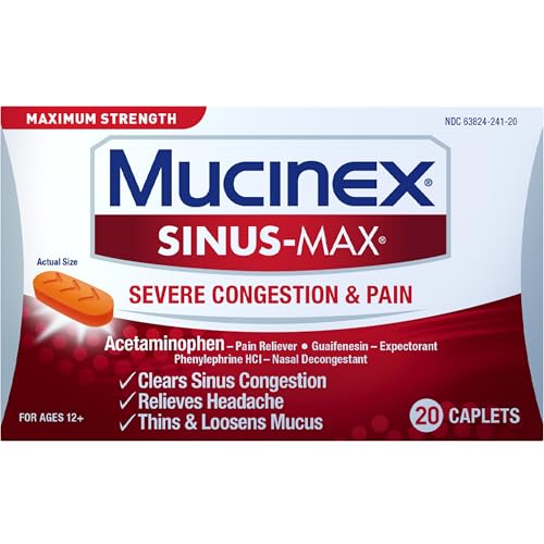 Mucinex Sinus-Max Severe Congestion Relief Caplets, 20 Count