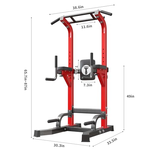 sogesfurniture Power Tower Dip Stands Assistive Trainer for Home Gym - 10-Level Height Adjustable Multi-functional Pull Up...