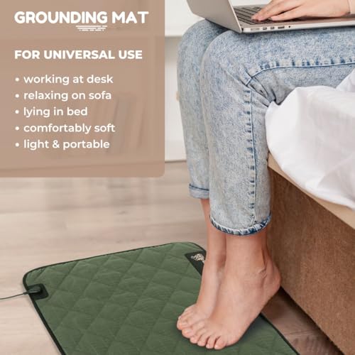 Premium Grounding Mat for Feet, Soft Cotton & Silver Fiber, Comfort for Sleep & Wellness, Grounding Pad for Anti-Aging & I...