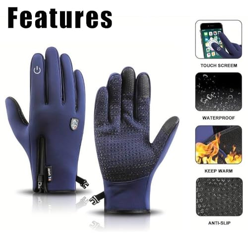 Scazu Outdoor Sports Gloves Short Plus Velvet Windproof Waterproof, 2025 Winter Thermal Gloves Touchscreen for Cold Weather