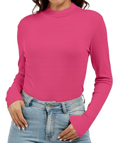 Jeqeocafy Women's Knitted Rib Mock Neck Long Sleeve Tshirt Fall Fashion Basic Thermal Underwear Tops Winter Clothes 2026