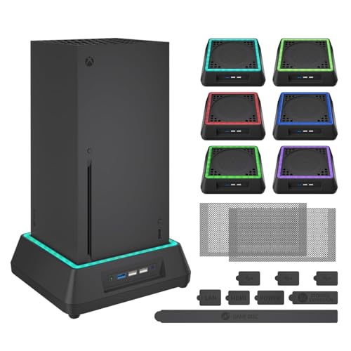 Cooling Fan for Xbox Series X Mviioe Xbox Series X Cooling Stand with LED Indicator, Extra Big Turbo Fan, USB 2.0 Ports, D...