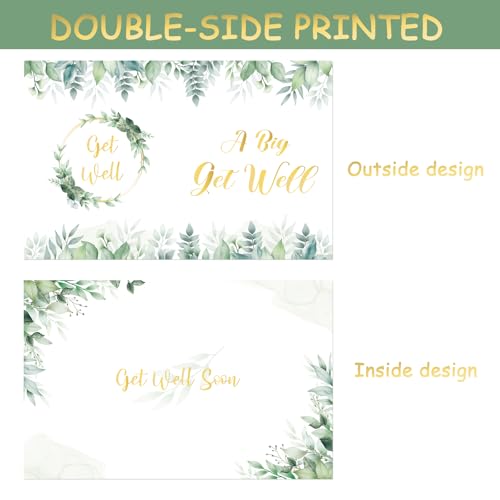 Big Get Well Card with Envelopes, 14 x 22 inches Greenery Large Get Well Soon Cards from Group, Giant Thinking of You Gree...