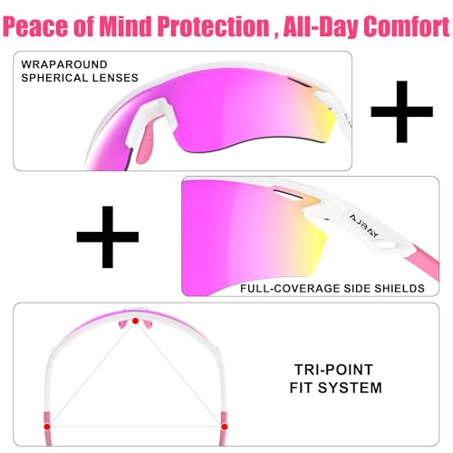 AJBAY Polarized Sports Sunglasses for Men Women,Wrap Around Sun Glasses for Running Cycling Baseball Fishing Golf Hiking