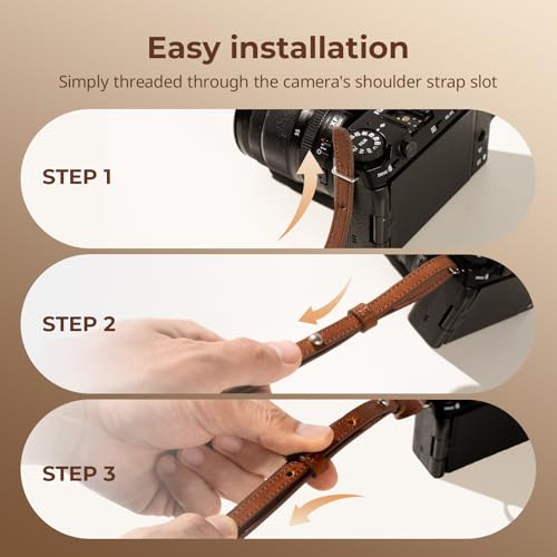 SMALLRIG Universal Leather Camera Neck Shoulder Strap for DSLR, Adjustable 100 to 110cm (39 to 43in), Max Load 10kg (22lb)