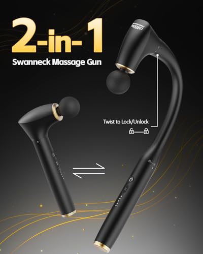 2-in-1 Detachable Percussion Massage Gun with Extension Handle, Back Massager for Pain Relief Deep Tissue Muscle Massager ...