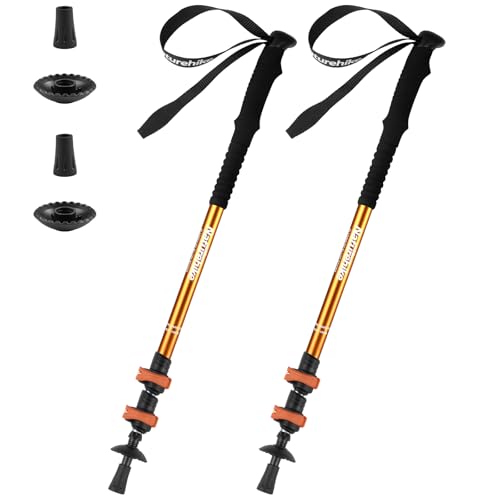 Naturehike Collapsible Trekking Poles, Adjustable Lightweight Aluminum Hiking Poles, Shock Absorption with Wrist Straps fo...