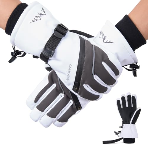 Caracaleap Ski Gloves for Men Women - Winter Snow Windproof Waterproof Skiing Snowboarding for Cold Weather Warm