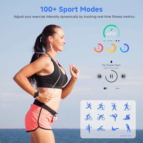 PROTKPETS Smart Watches for Women Men 1.27" HD Fitness Tracker with Heart Rate/Sleep/Step/SpO2 Monitor, IP68 Waterproof Wa...