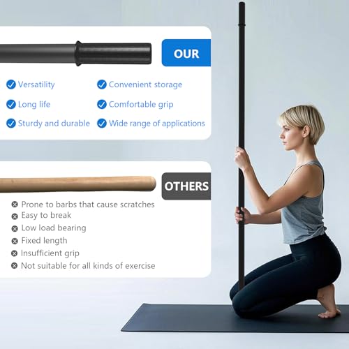 Yoga Stick, mobility stick，5-foot exercise stick, 3-in-1 stretching stick kit, comes with balance bar, yoga exercise instr...