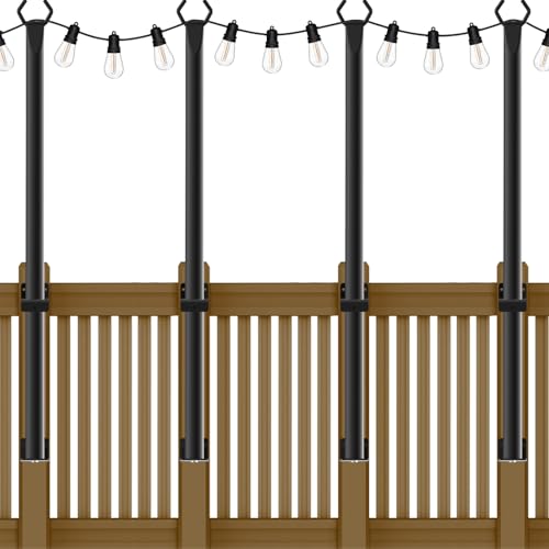 NUERPO 4 Pack String Light Poles,5Ft Metal Poles for Outdoor String Lights,Outdoor Light Poles with Post,Poles/Stand for O...