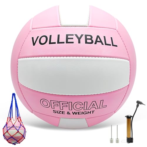 Stavanicen Volleyball Official Size 5 for Indoor Outdoor, Thicker PU Soft Volleyball Kit with Ball Pump for Adults Beach G...