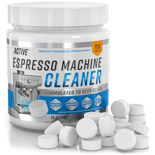 ACTIVE Espresso Machine Cleaning Tablets Descaling - 120 Tabs | Compatible with Breville Barista Express, Gaggia, Delongh...