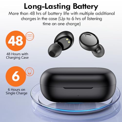 Lanteso True Wireless Bluetooth 5.3 Earbuds, 48H Playtime,Light Weight Headphones in Ear Buds Built in Mic Headset Premium...