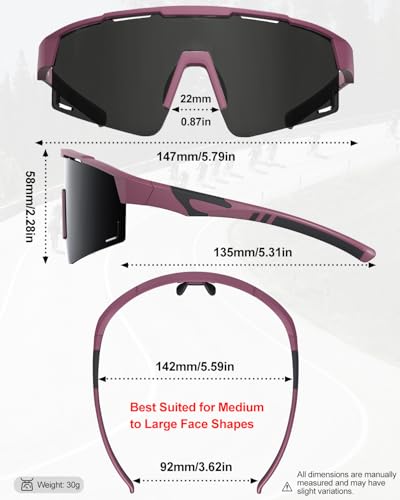Pluxmooc Polarized Running Sunglasses for Women Men, Cycling Sports Sun Glasses for Hiking Fishing Motorcycle UV Protection