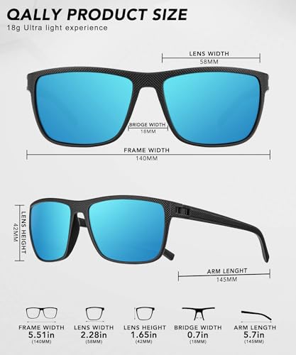 QALLY Polarized Sunglasses Men, Mens Sunglasses Polarized UV protection Lightweight Sun Glasses for Driving Fishing Golf