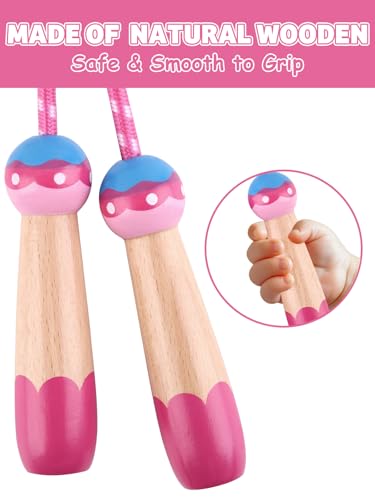 Jump Rope for Kids, Lorvain Adjustable Skipping Rope, Kids Jump Ropes with Wooden Handle for Girls Boys, Weighted Jumping ...