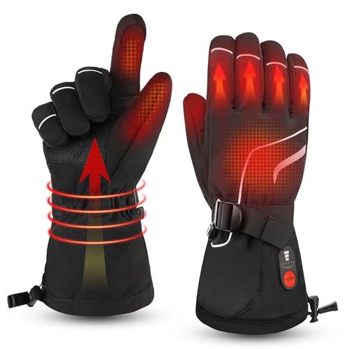 Heated Gloves for Men Women, Rechargeable 7.4V Battery Winter Electric Warming Ski Gloves with 3 Heat Modes Windproof Refl...