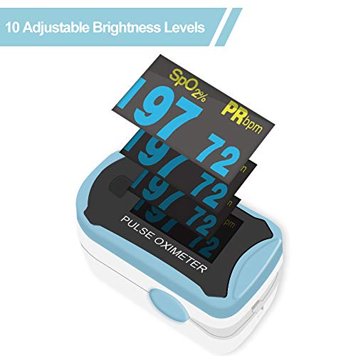 Easy@Home Fingertip Pulse Oximeter: SpO2 Blood Oxygen Saturation Meter and Heart Rate Monitor - Portable OLED Rotatable Di...