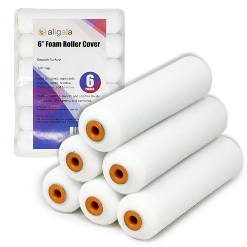 Allgala Foam Rollers, 6 Pack 6 inch Shedless Mini Foam Sponge Paint Roller Cover for Trim Wall Funiture Doors Cupboard Cab...