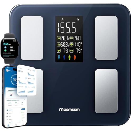 Masmssm Smart Scale for Body Weight, FSA&HSA Eligible, Bathroom Digital Weighing Scale with 8-in-1 Large Display, 22 Metri...