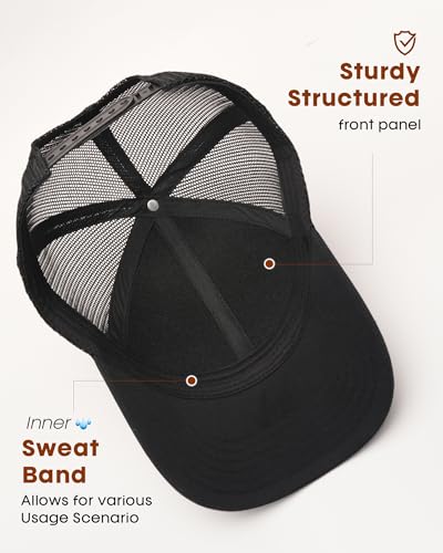 FURTALK Mens Trucker Hat Structured Mesh Baseball Cap Adjustable Classic Mens Hat