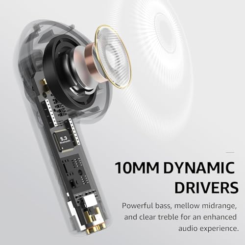 TOZO E2 Wireless Earbuds with 2 Mics AI Call Noise Cancellation, 10mm Drivers with Powerful Bass, App Customize 32 EQs, 30...