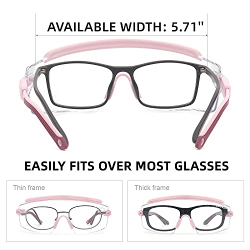 UKNOW Safety Goggles Over Glasses, Anti Fog Safety Glasses with Clear Wraparound Lens, ANSI Z87.1 Protective Eyewear