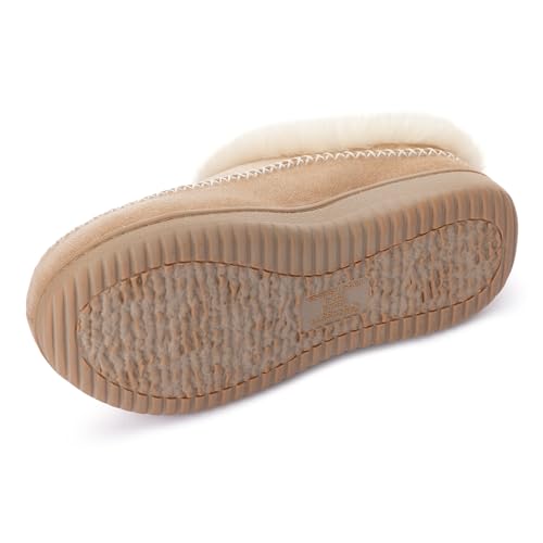 Zigzagger Women's Moccasin Slip-On Fuzzy Slippers - House Shoes Indoor Outdoor with Microsuede & Fluffy Fur Fleece, Cozy W...