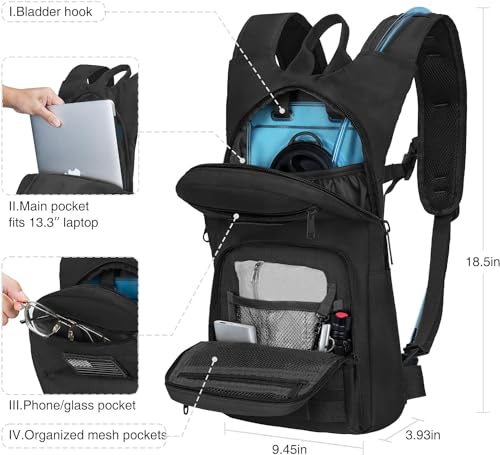 NOOLA 3L Hydration Backpack, Water Backpack with TPU Water Bladder, Tactical Hydration Pack for Men Women, Molle Water Bac...
