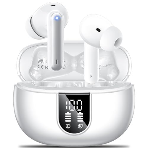 Wireless Earbuds, 2024 Wireless Headphones HiFi Stereo Earphones with 4 ENC Noise Canceling Mic, 42Hs Playtime In Ear Earb...