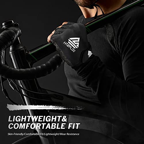 HTZPLOO Bike Gloves for Men Women with Anti-Slip Shock-Absorbing Pad, Light Weight Half-Finger Cycling Gloves