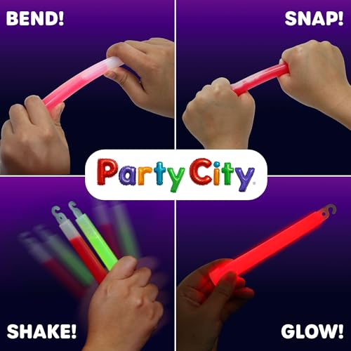 Party City Multicolor Glow Sticks Bulk Pack 6”- 12pk Glow in the Dark Sticks for Kids, Waterproof Camping Survival Ultra B...