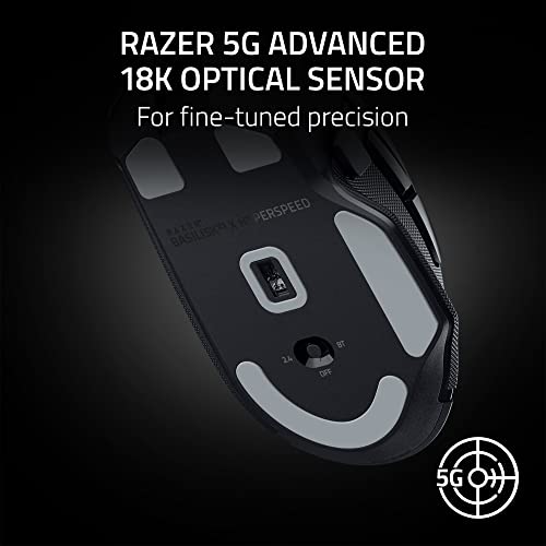 Razer Basilisk V3 X HyperSpeed Customizable Wireless Gaming Mouse: Mechanical Switches Gen-2-5G Advanced 18K Optical Senso...