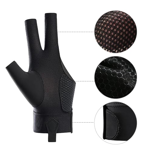 Holiberty 2 Pcs Professional Billiard Pool Gloves for Left Hand Men Women Mesh Nonslip Fingerless Training Shooting Sports...