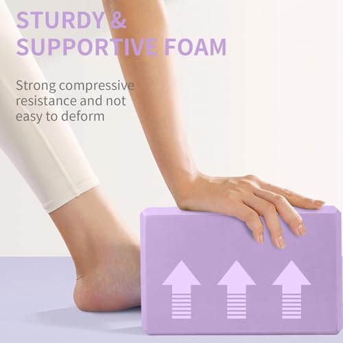 Yoga Block 2 Pack 9"x6"x3", Sturdy Yoga Foam Blocks, High Density & Non Slip Surface for Pilates & Stretching, Fitness Acc...