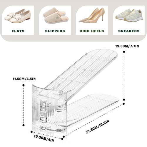 FENRUNXU Transparent Shoe Slots Organizer for Closet, 20 Pack Shoe Stacker Organizer for Closet Shoe Display Space Saver,A...