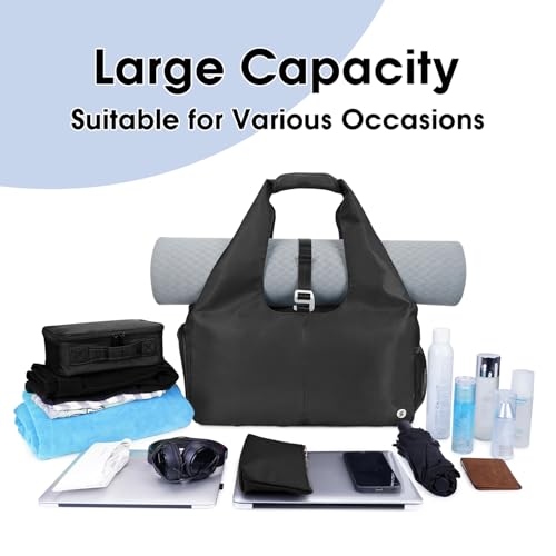 sportsnew Yoga Gym Bags for Women with Shoes Compartment & Wet Dry Storage Pockets & Adjustable Yoga Mat Holder, Patent Pe...